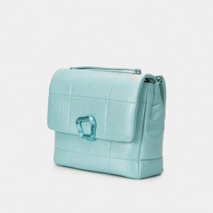 Songmont Large Chocolate Crossbody Bag Turquoise | AU 58631D