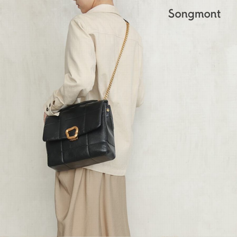 Songmont Large Chocolate Crossbody Bag Black | AU 21586K