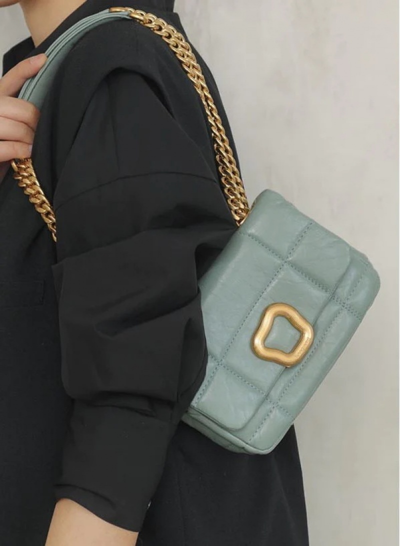 Songmont Small Chocolate Shoulder Bag Turquoise | AU 06783T